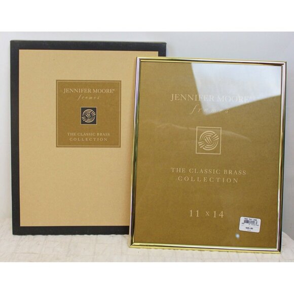 1996 Jennifer Moore Classic Brass Collection Large Photo Frame Gold Glass Black - Picture 1 of 12